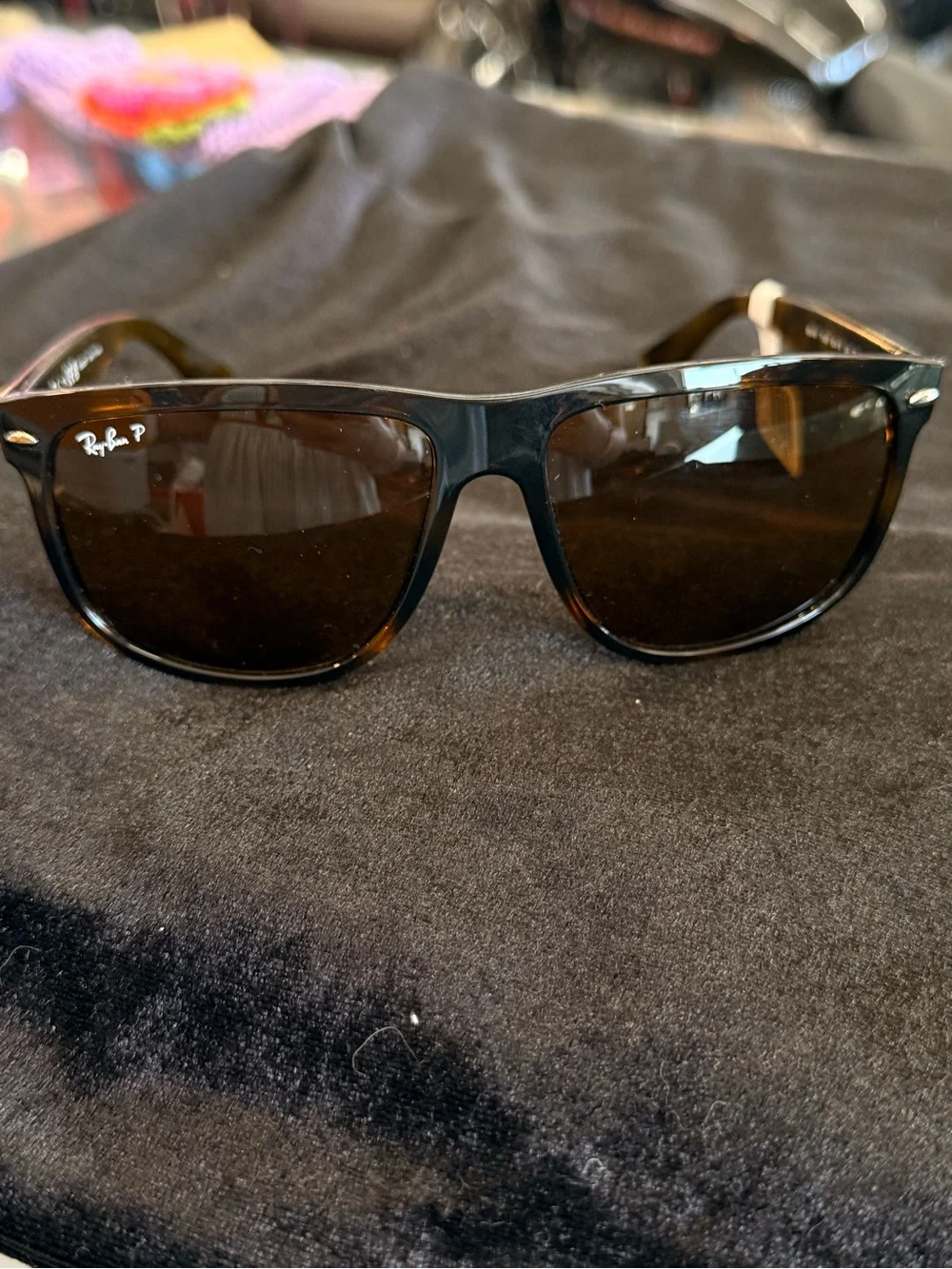 Ray-Ban Black and Tortoiseshell Polarized Sunglass Temple